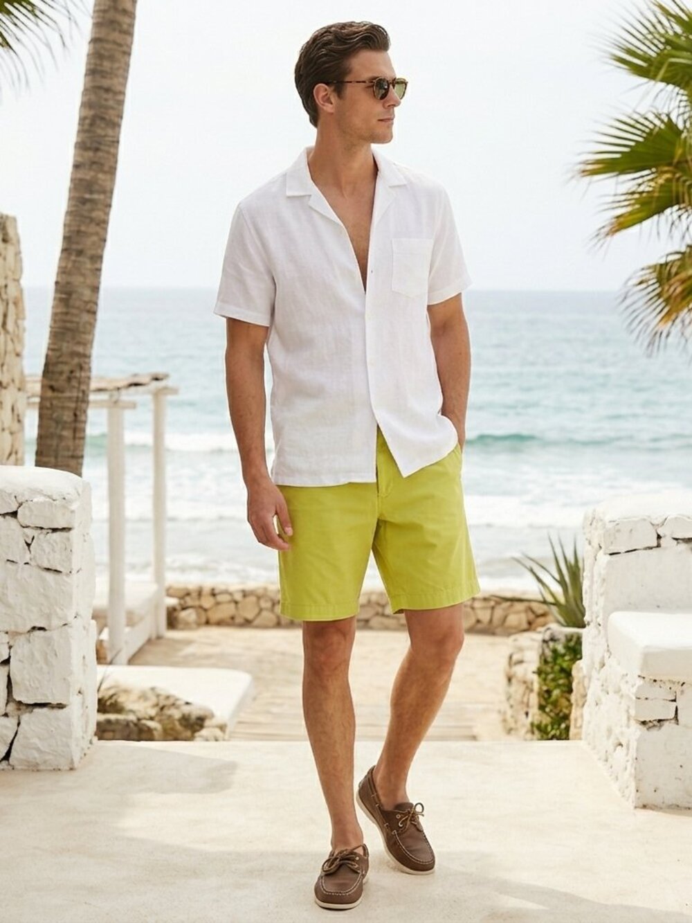 Tommy Hilfiger Mens Chino Shorts 42 Big & Tall Yellow Cotton Summer Preppy